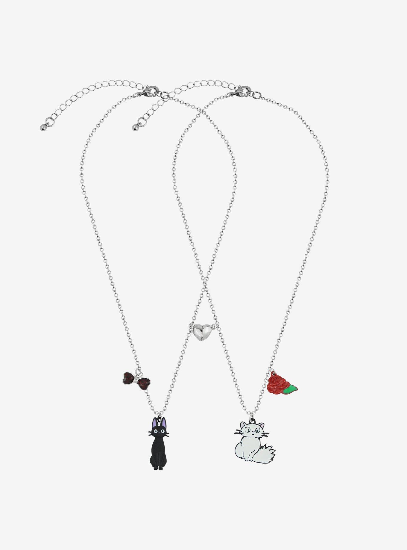 Studio Ghibli&reg; Kiki's Delivery Service Jiji & Lily Magnetic Heart Necklace Set, , hi-res