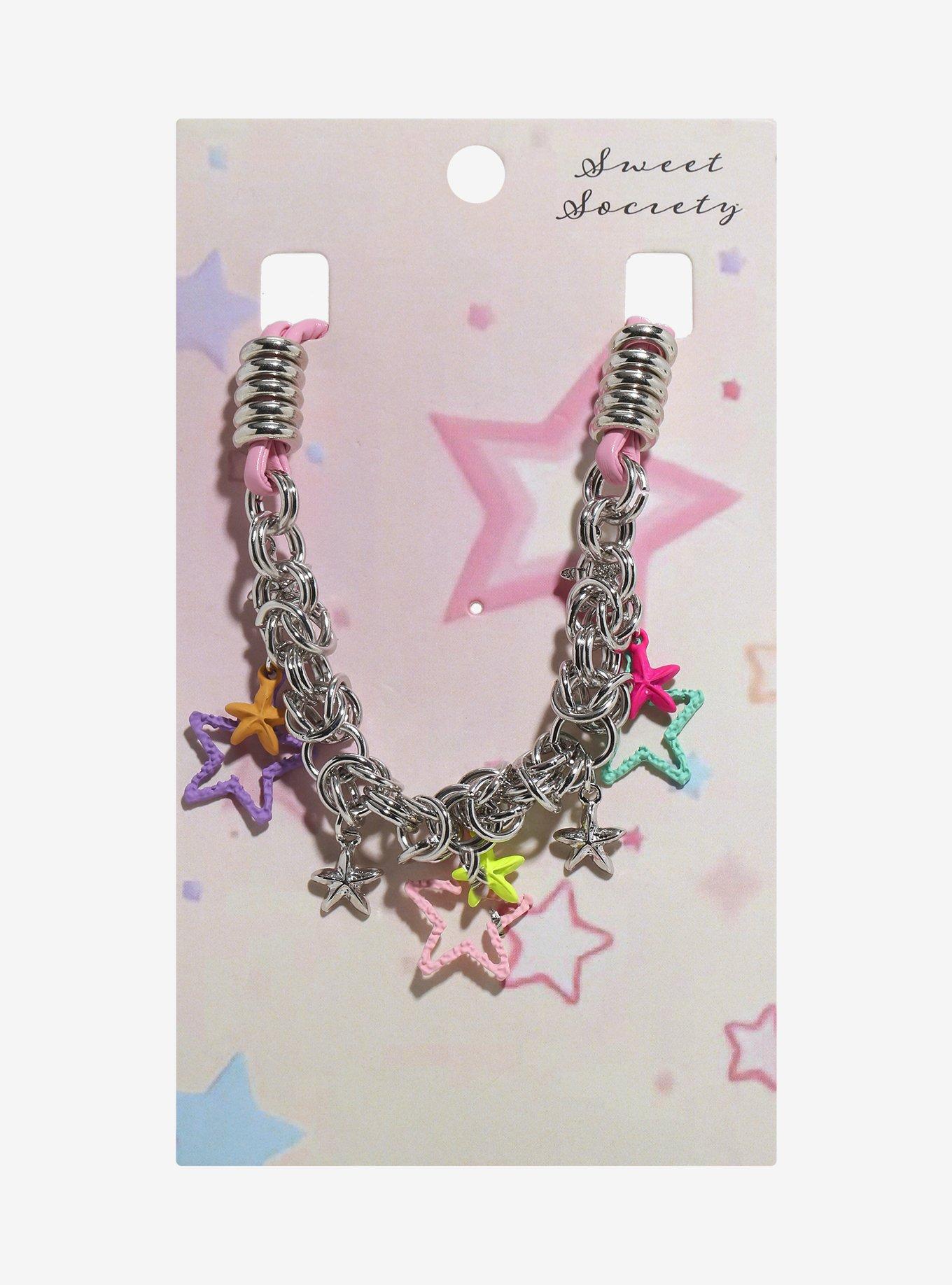 Sweet Society Colorful Star Chain Cord Necklace, , hi-res