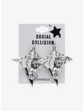 Social Collision Metallic Star Oversized Stud Earrings, , hi-res