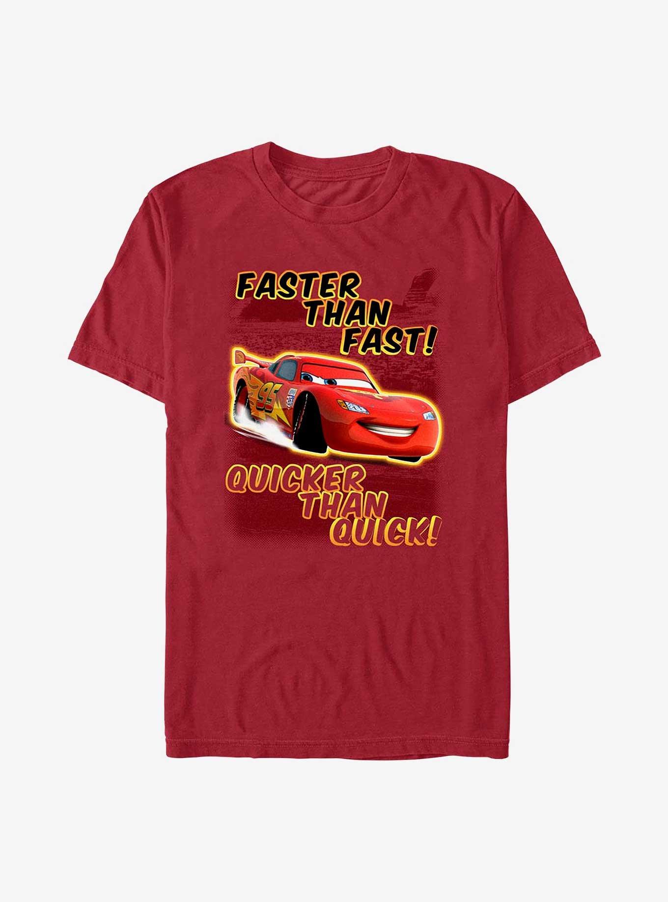 Disney Pixar Cars Lightning McQueen Faster Than Fast T-Shirt - RED