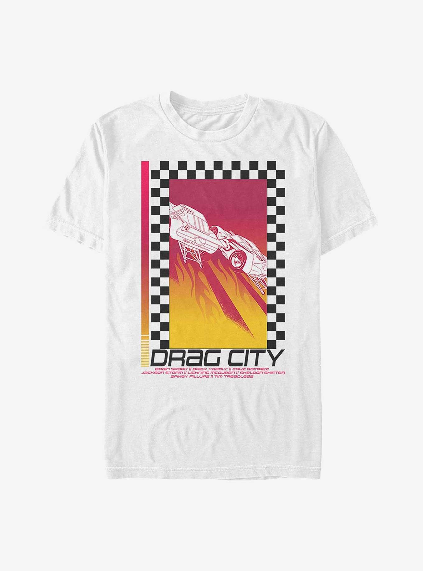 Disney Pixar Cars Drag City Race Poster T-Shirt, WHITE, hi-res