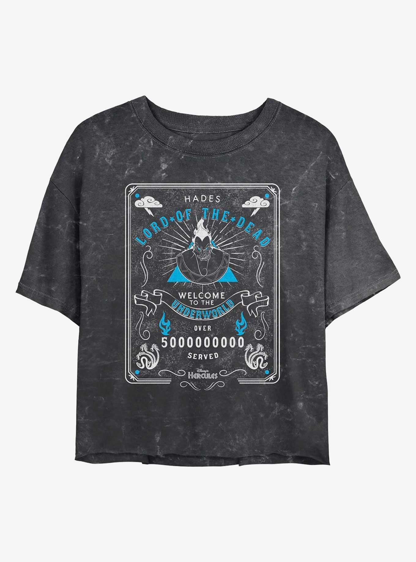 Disney Hercules Hades Lord Of The Dead Womens Mineral Wash Crop T-Shirt, BLACK, hi-res