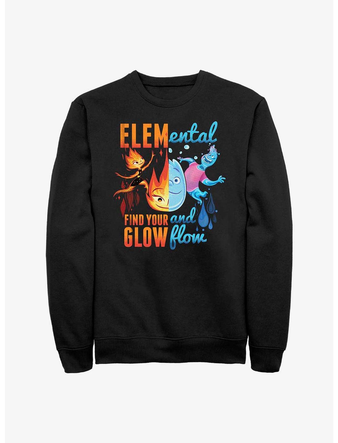 Disney Pixar Elemental Ember and Wade Find Your Glow and Flow Sweatshirt, BLACK, hi-res