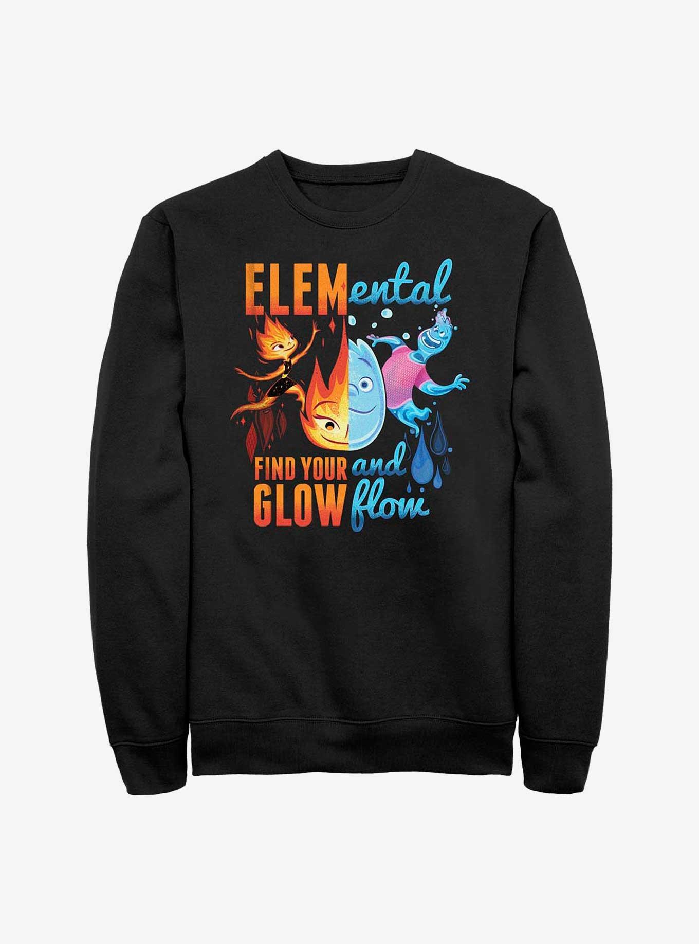 Disney Pixar Elemental Ember and Wade Find Your Glow and Flow Sweatshirt, BLACK, hi-res