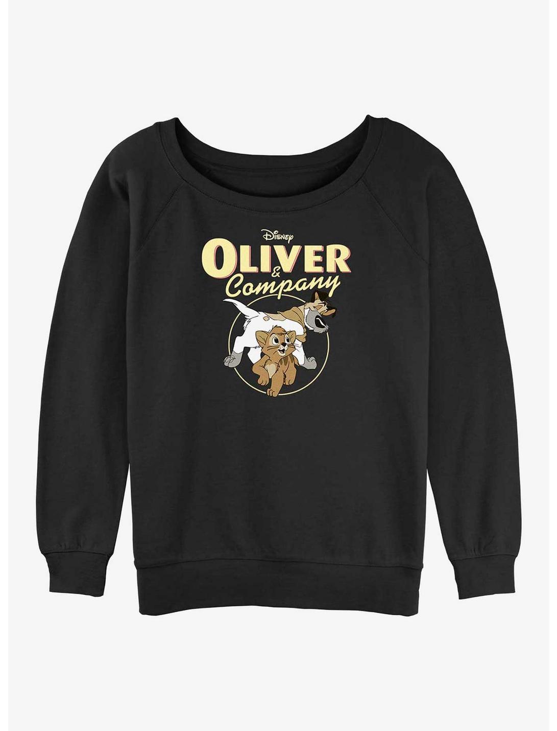 Disney Oliver & Company Oliver and Dodger Womens Slouchy Sweatshirt, BLACK, hi-res