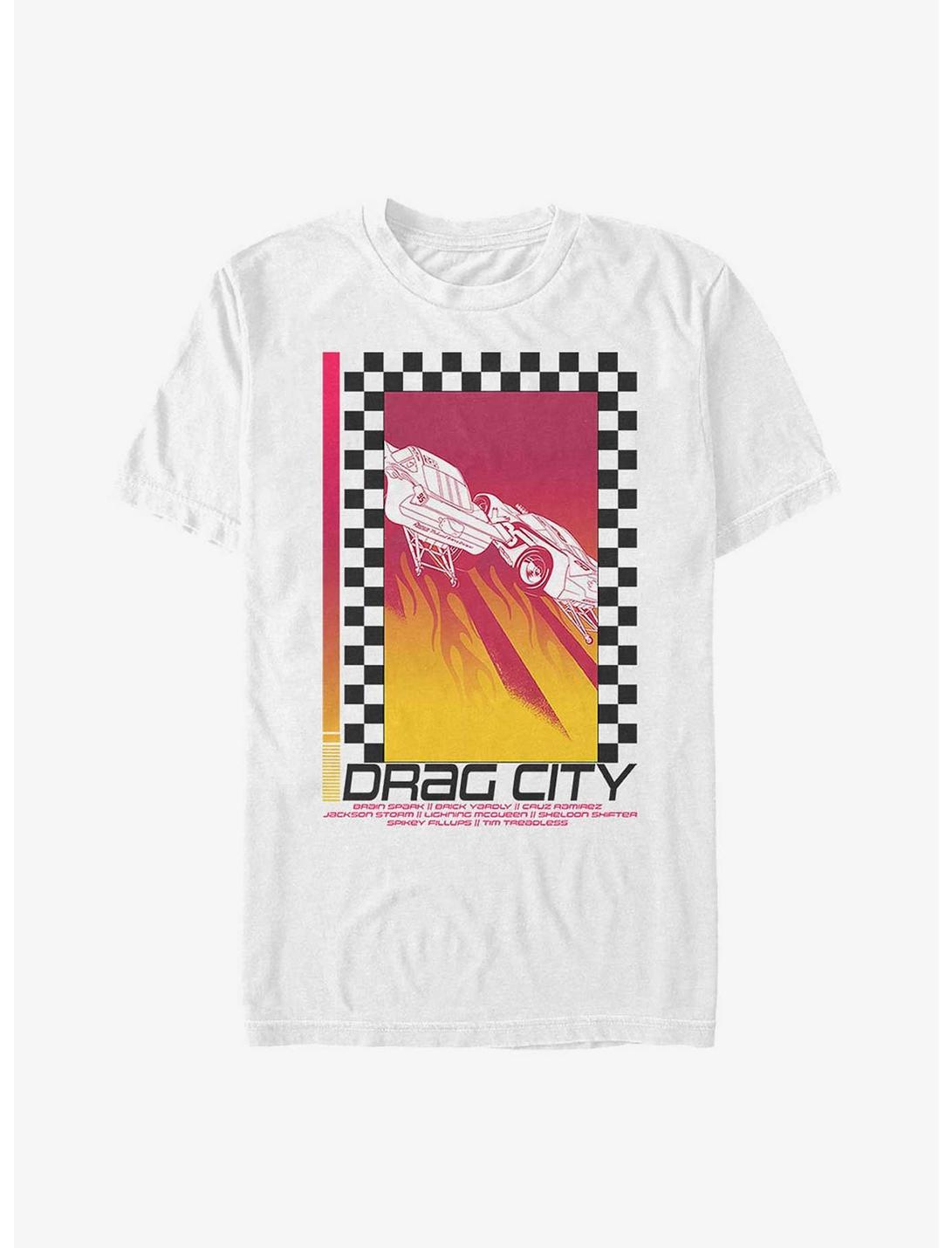 Disney Pixar Cars Drag City Race Poster T-Shirt, WHITE, hi-res