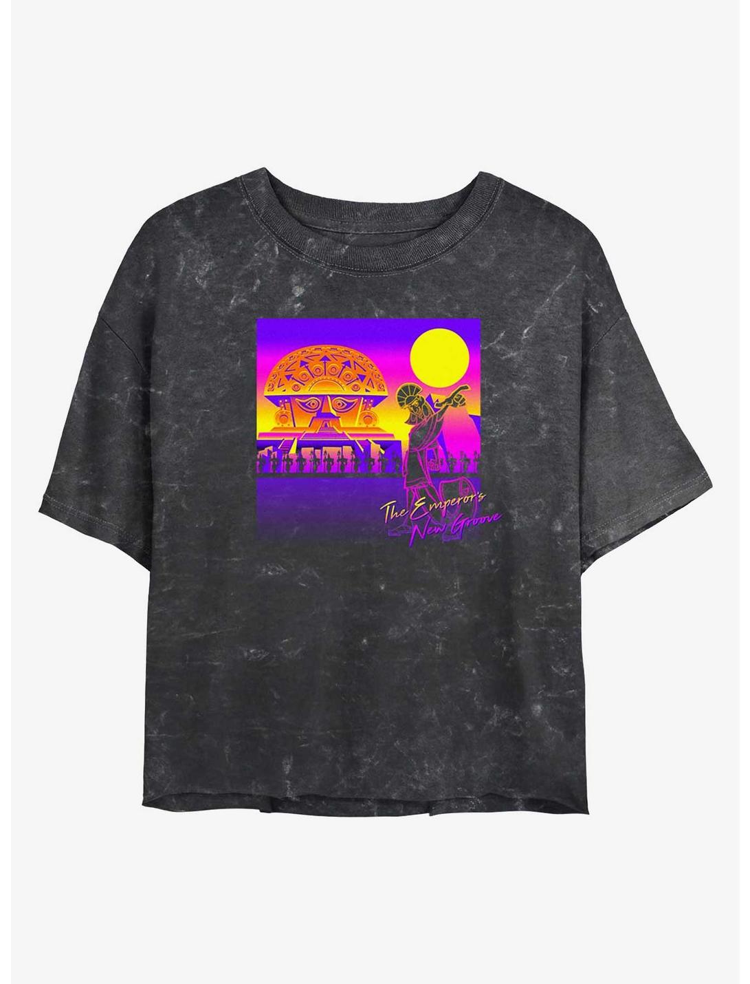 Disney The Emperor's New Groove Kuzco Kingdom Womens Mineral Wash Crop T-Shirt, BLACK, hi-res