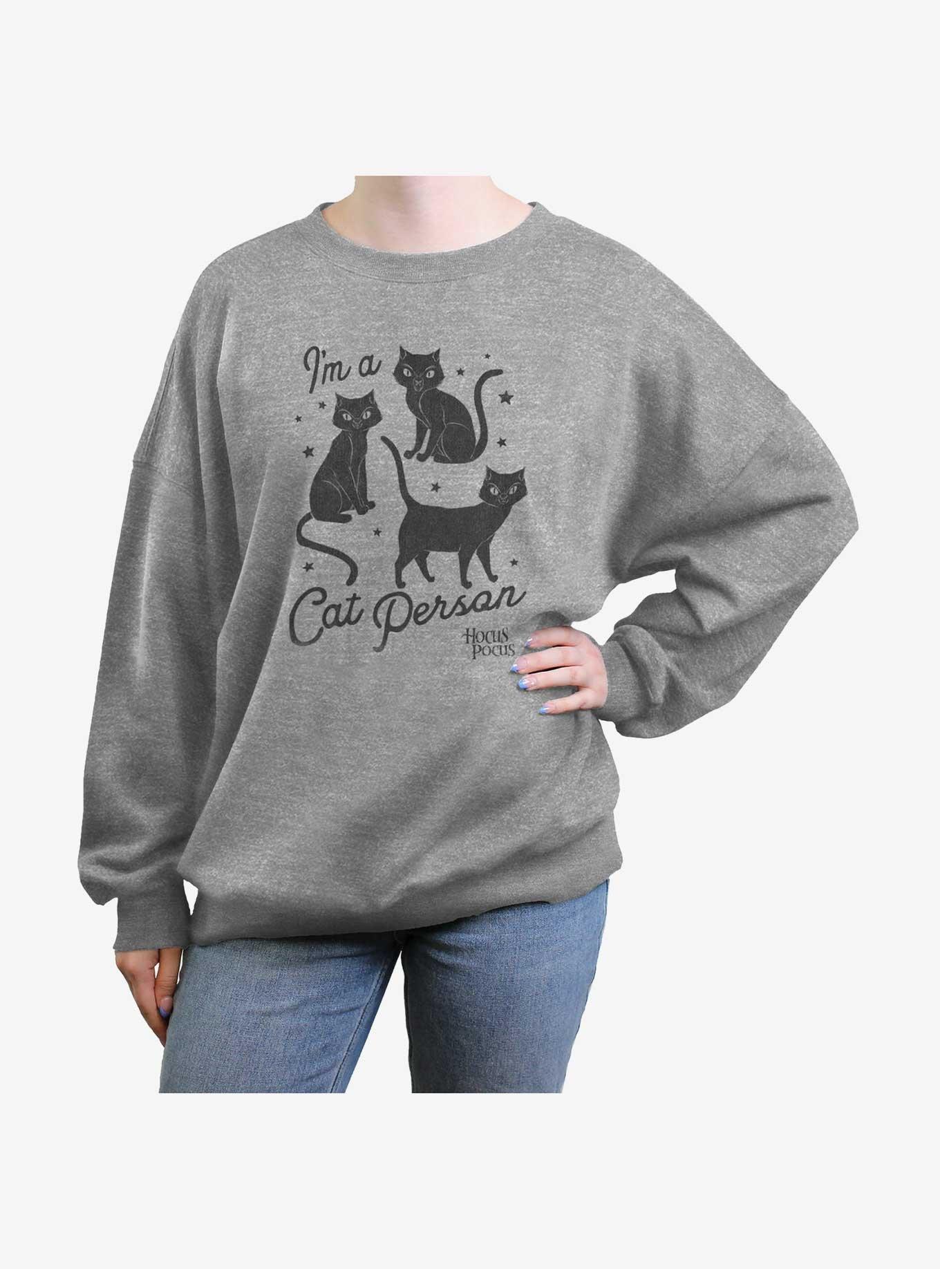 Disney Hocus Pocus Cat Person Girls Oversized Sweatshirt, HEATHER GR, hi-res