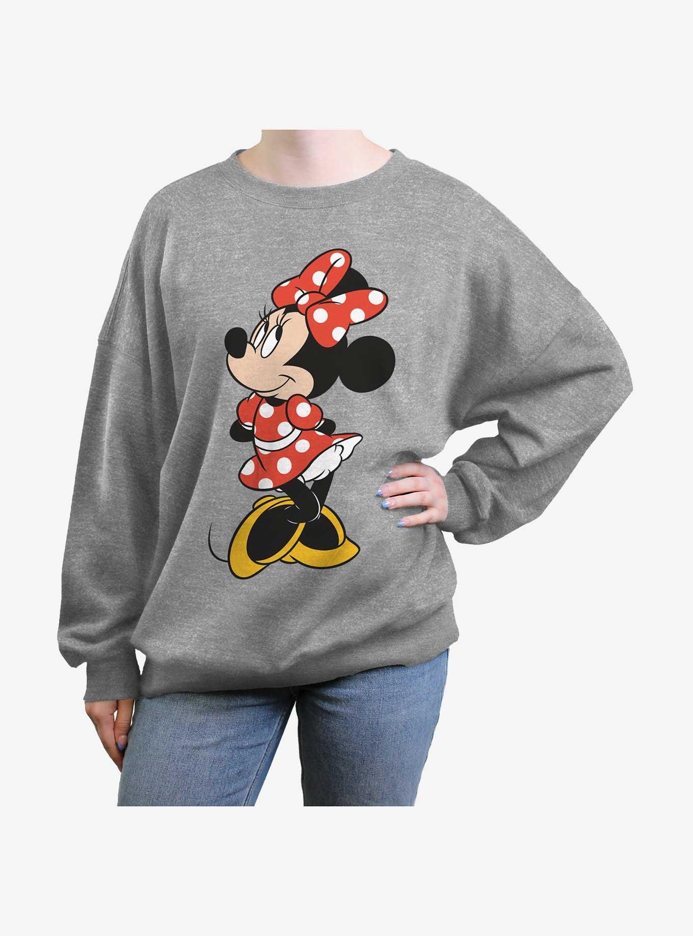 Disney Minnie Mouse Traditional Minnie Girls Oversized Sweatshirt, HEATHER GR, hi-res