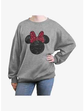 Disney Minnie Mouse Leopard Bow Girls Oversized Sweatshirt, , hi-res