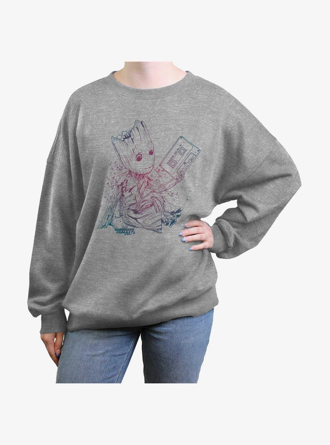 Marvel Guardians of the Galaxy Grootient Girls Oversized Sweatshirt, HEATHER GR, hi-res