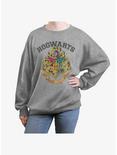Harry Potter Hogwarts House Crest Girls Oversized Sweatshirt, HEATHER GR, hi-res