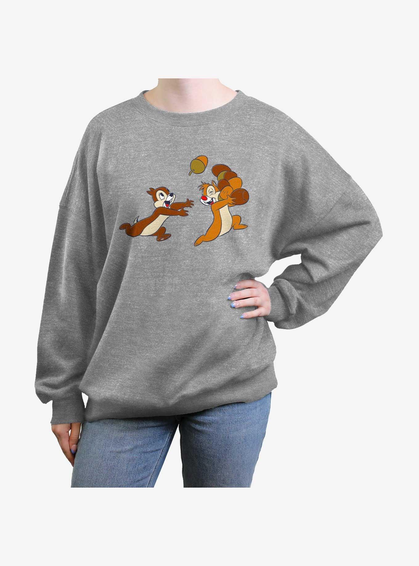 Disney Chip 'n' Dale Acorn Chase Girls Oversized Sweatshirt, HEATHER GR, hi-res