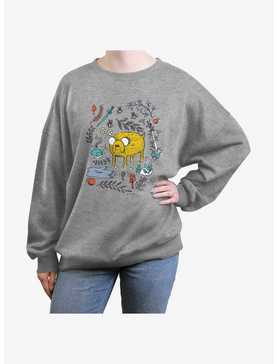 Adventure Time Jake Sketch Girls Oversized Sweatshirt, , hi-res