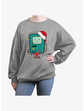 Adventure Time Light Up Santa BMO Girls Oversized Sweatshirt, , hi-res
