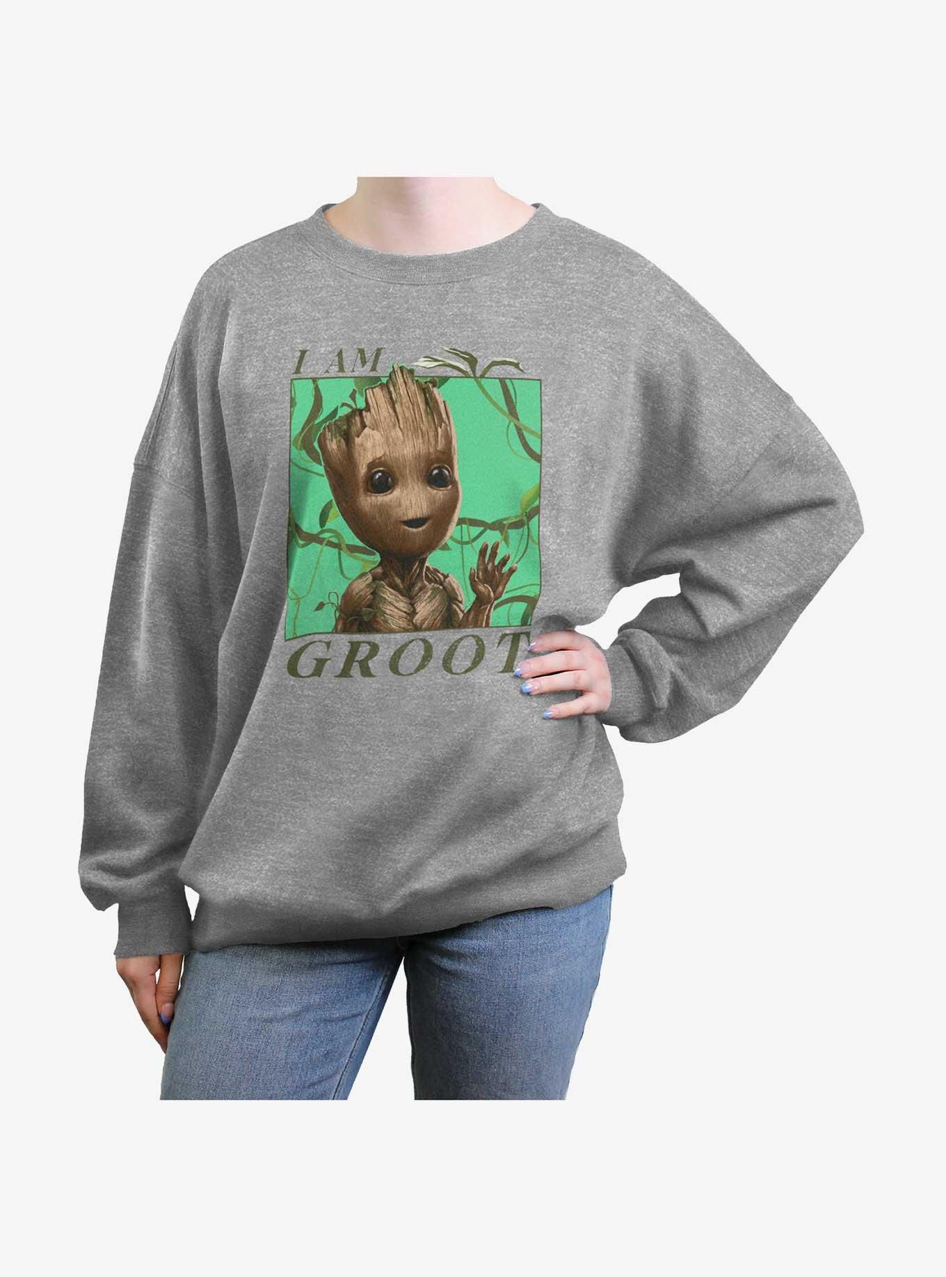 Marvel Guardians of the Galaxy Groot Roots Girls Oversized Sweatshirt, HEATHER GR, hi-res