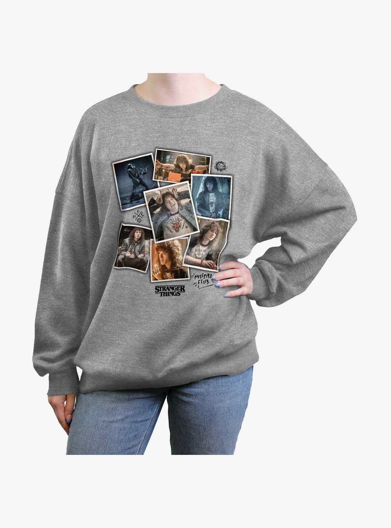 Stranger Things Remember Eddie Girls Oversized Sweatshirt, HEATHER GR, hi-res