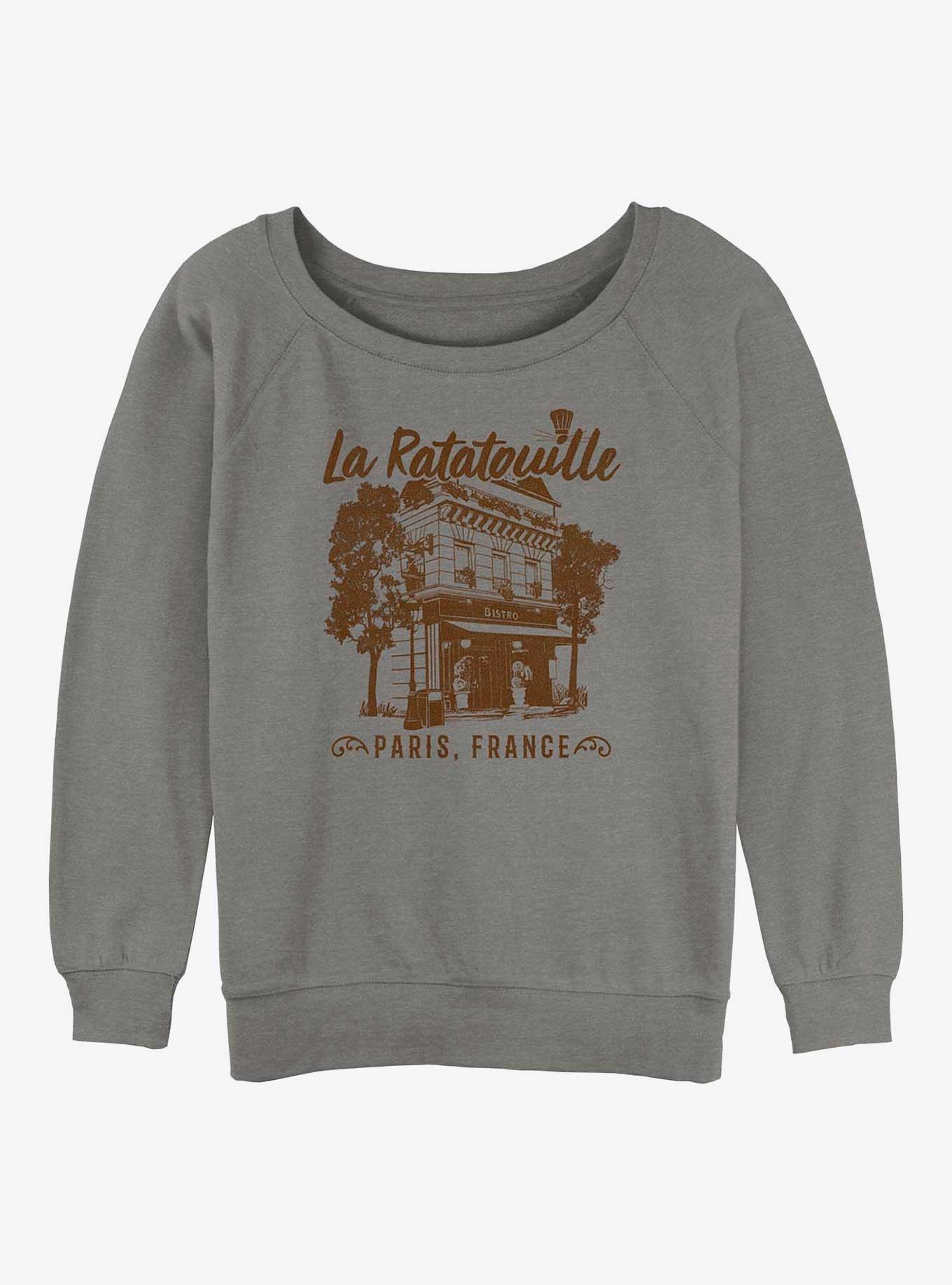 Disney Pixar Ratatouille Cafe Paris France Girls Slouchy Sweatshirt, GRAY HTR, hi-res