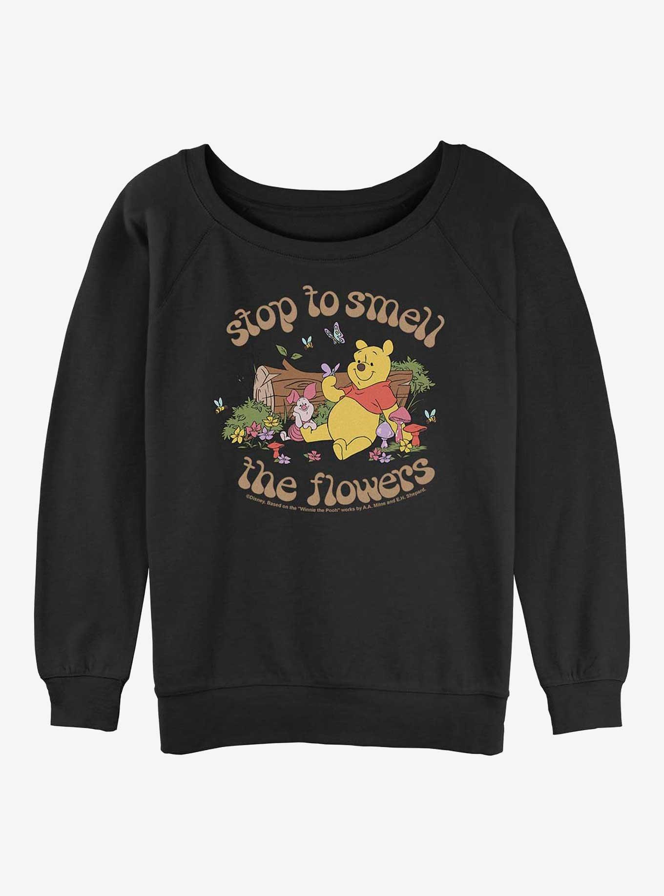 Disney Winnie The Pooh Smell The Flowers Girls Slouchy Sweatshirt, BLACK, hi-res