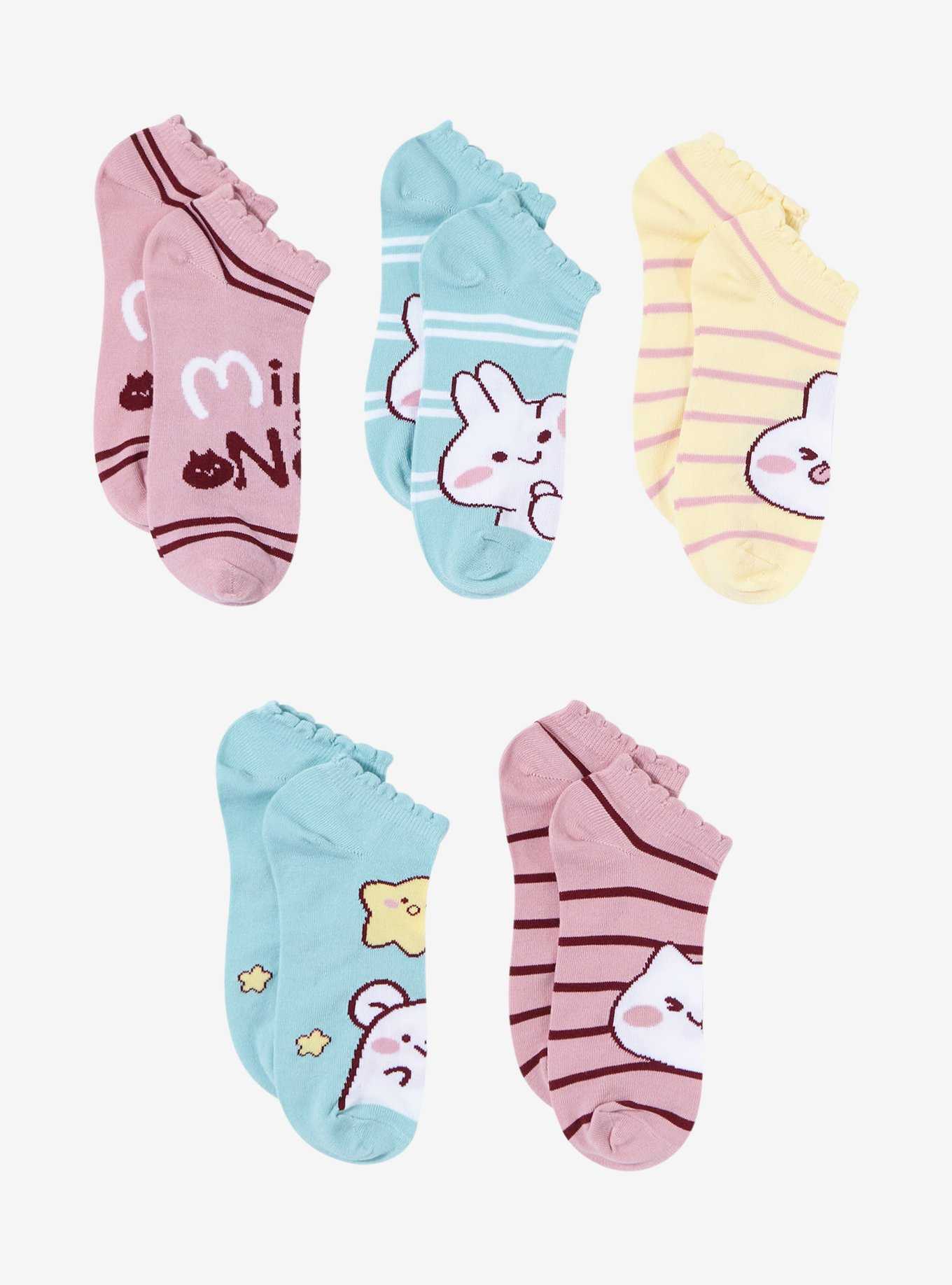 Mimi & Neko Stripe No-Show Socks 5 Pair, , hi-res