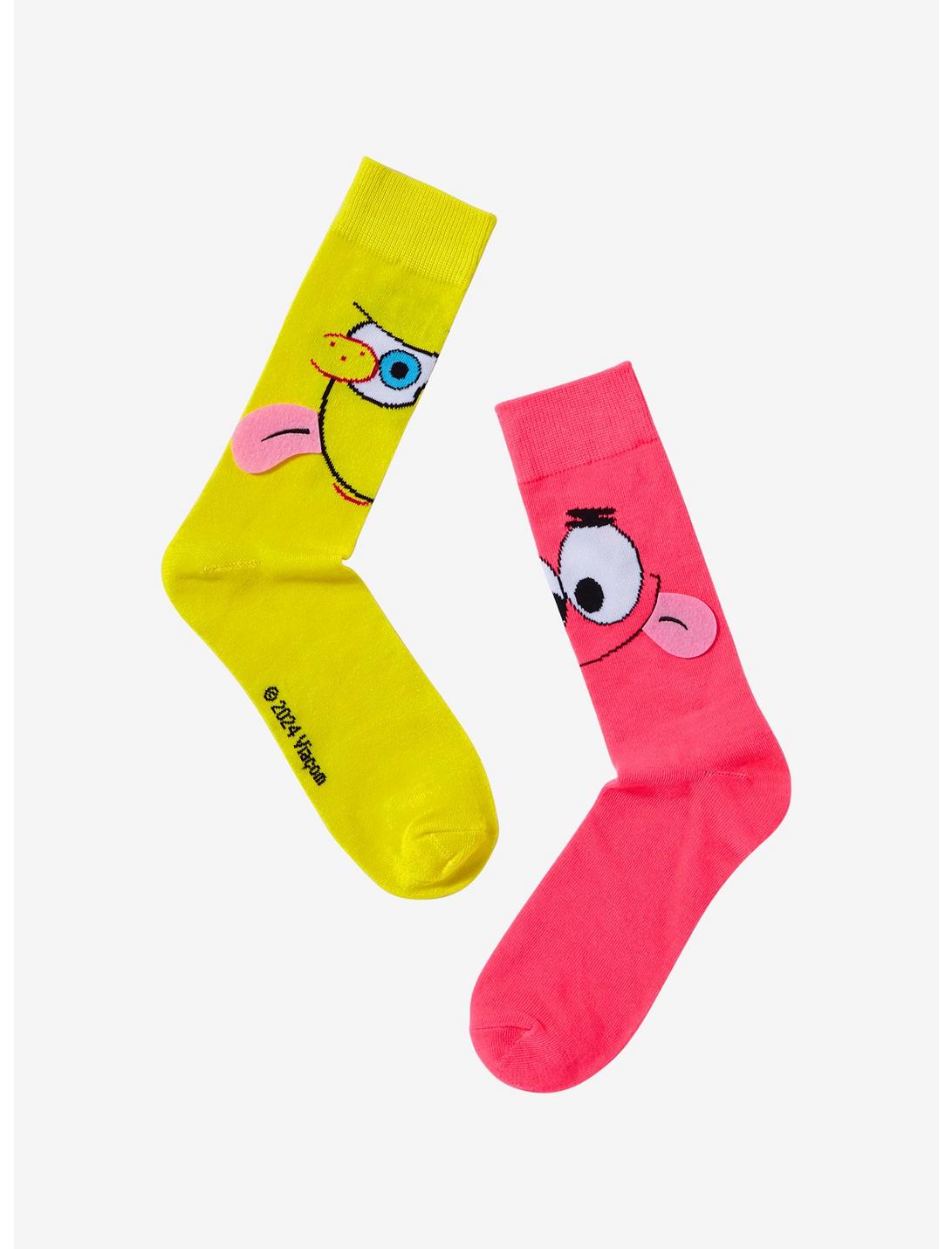 SpongeBob SquarePants Duo Tongue Mismatched Crew Socks, , hi-res