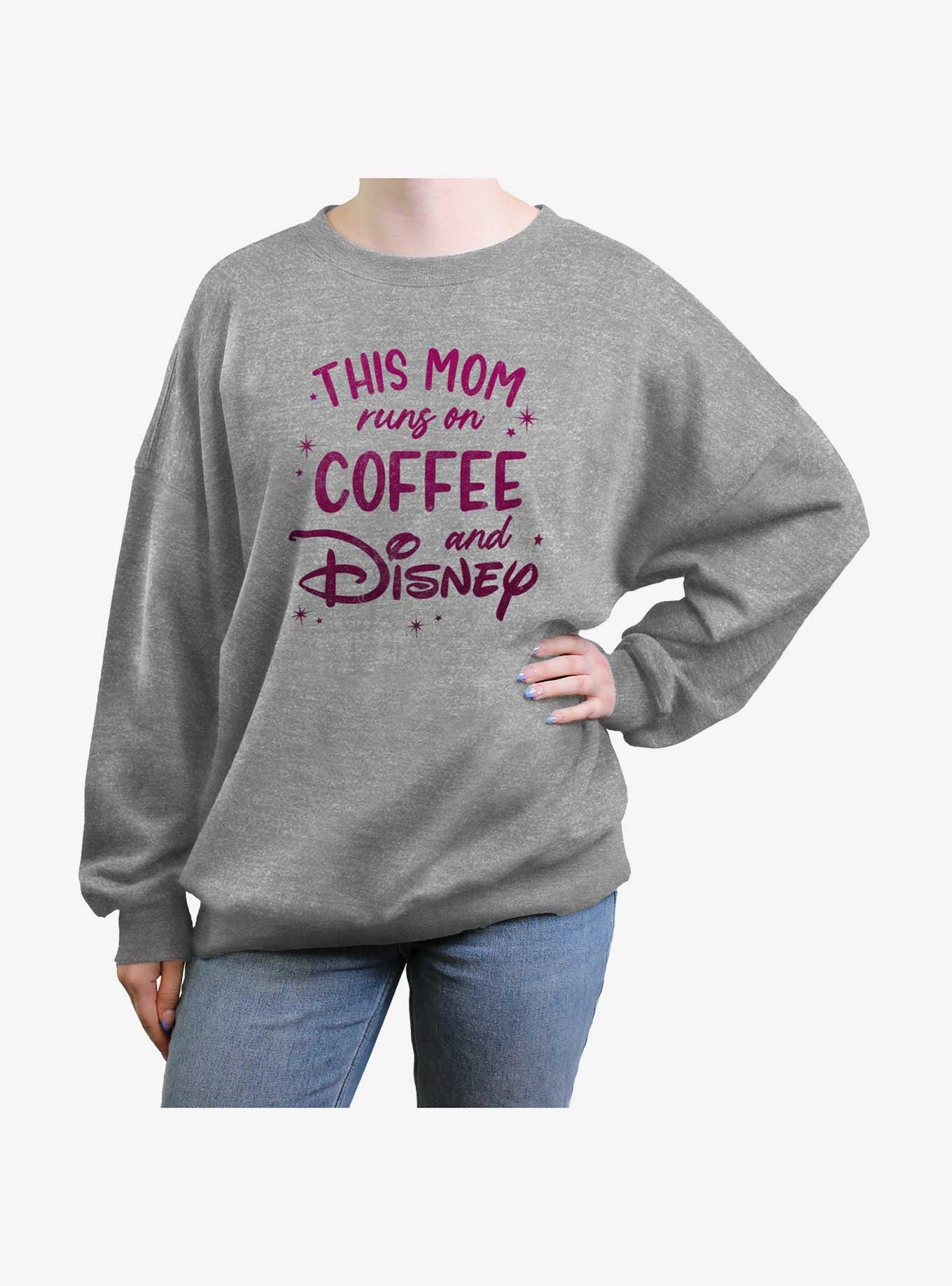 Disney Channel This Mom Runs On Coffee And Disney Womens Oversized Sweatshirt, , hi-res