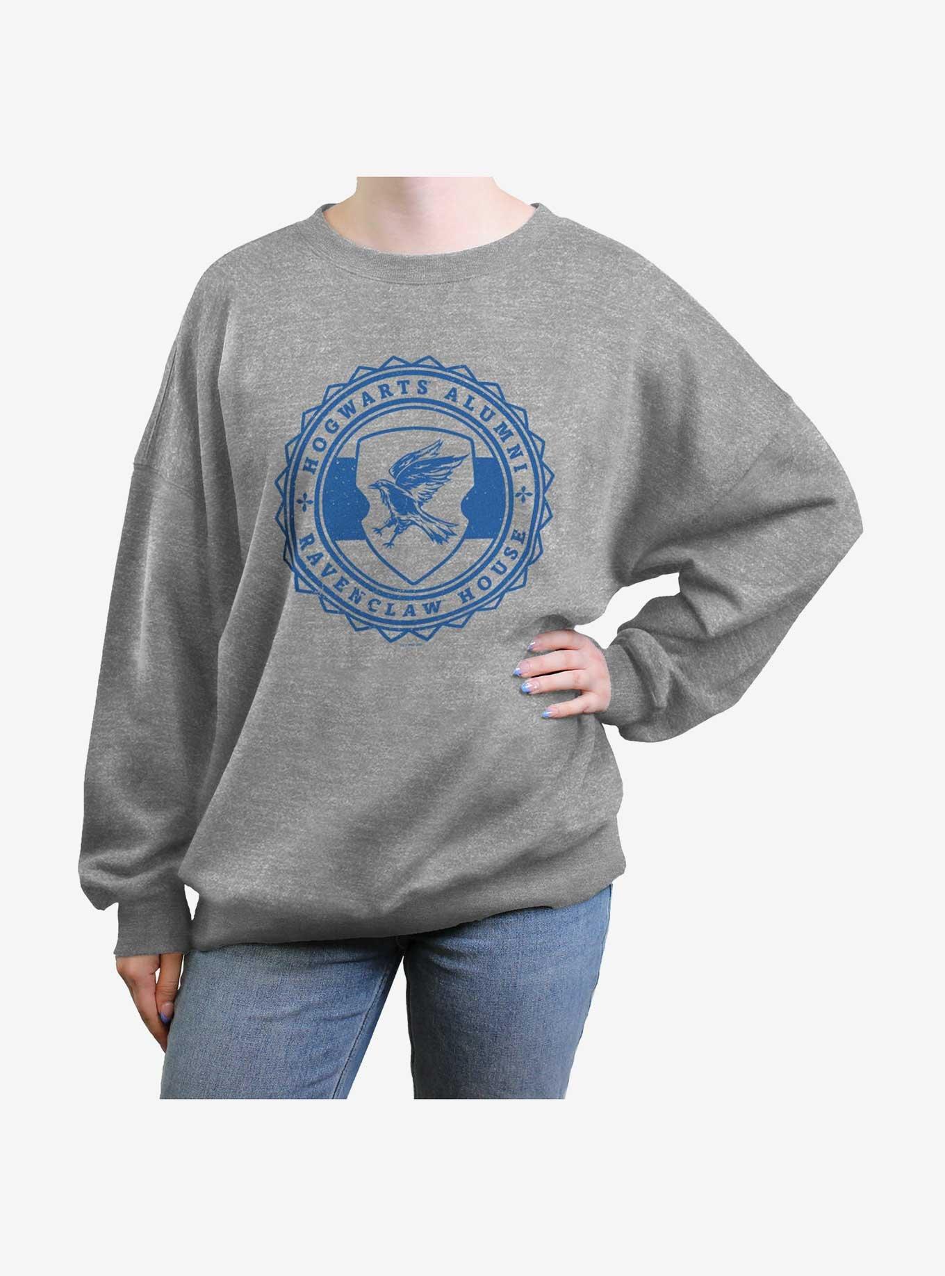 Harry Potter Hogwarts Alumni Ravenclaw House Womens Oversized Sweatshirt, HEATHER GR, hi-res