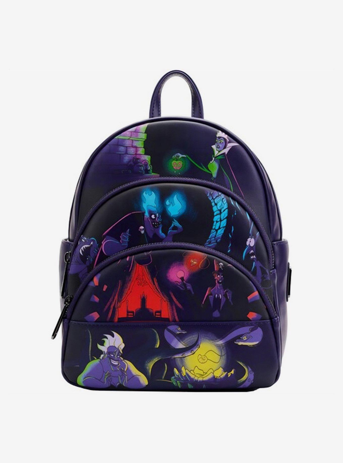 Loungefly Disney Villains Triple Pocket Glow in The Dark Mini Backpack ...