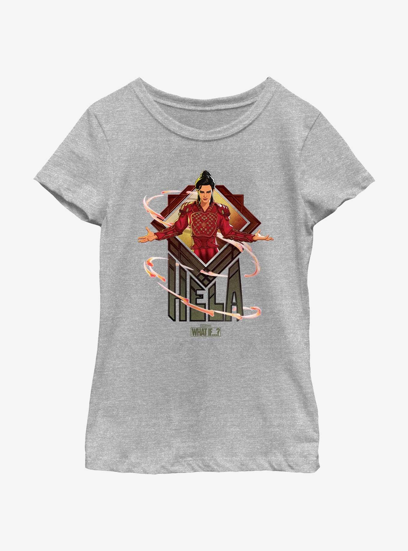 Marvel What If...? Hela Pose Youth Girls T-Shirt, ATH HTR, hi-res