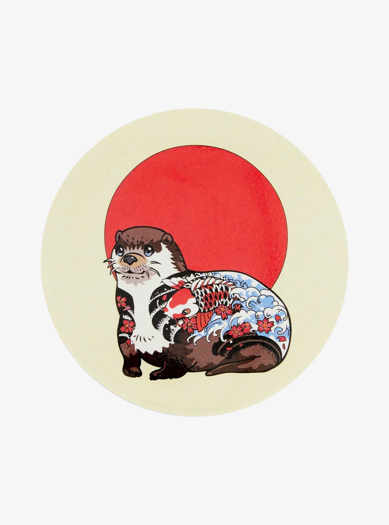 Artsy Japan Wave Otter 3 Inch Button, , hi-res