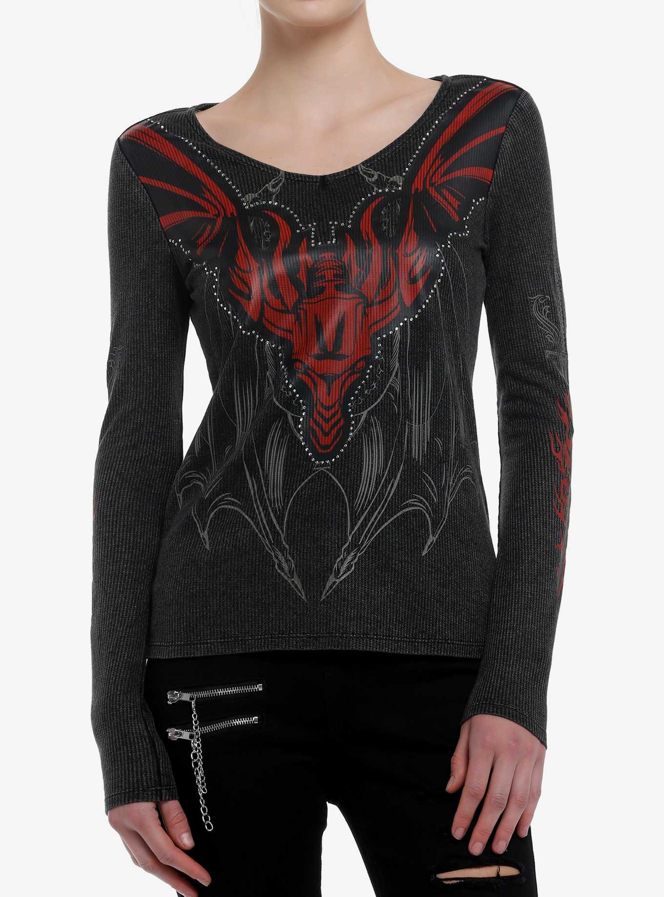 House Of The Dragon Red Dragon Rhinestone Girls Long-Sleeve Thermal Top, , hi-res