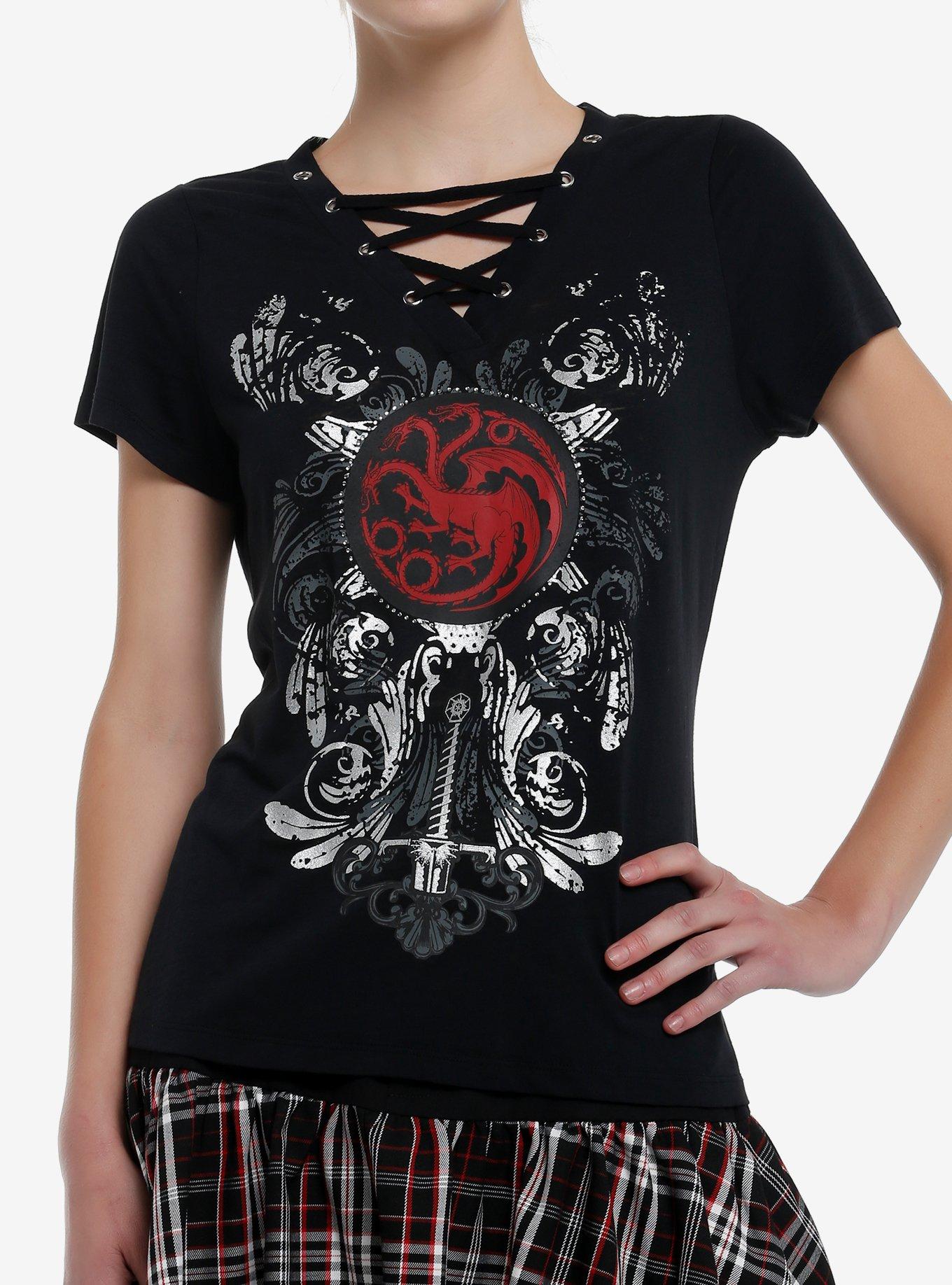 House Of The Dragon Targaryen Grommet Lace-Up Girls Top, , hi-res