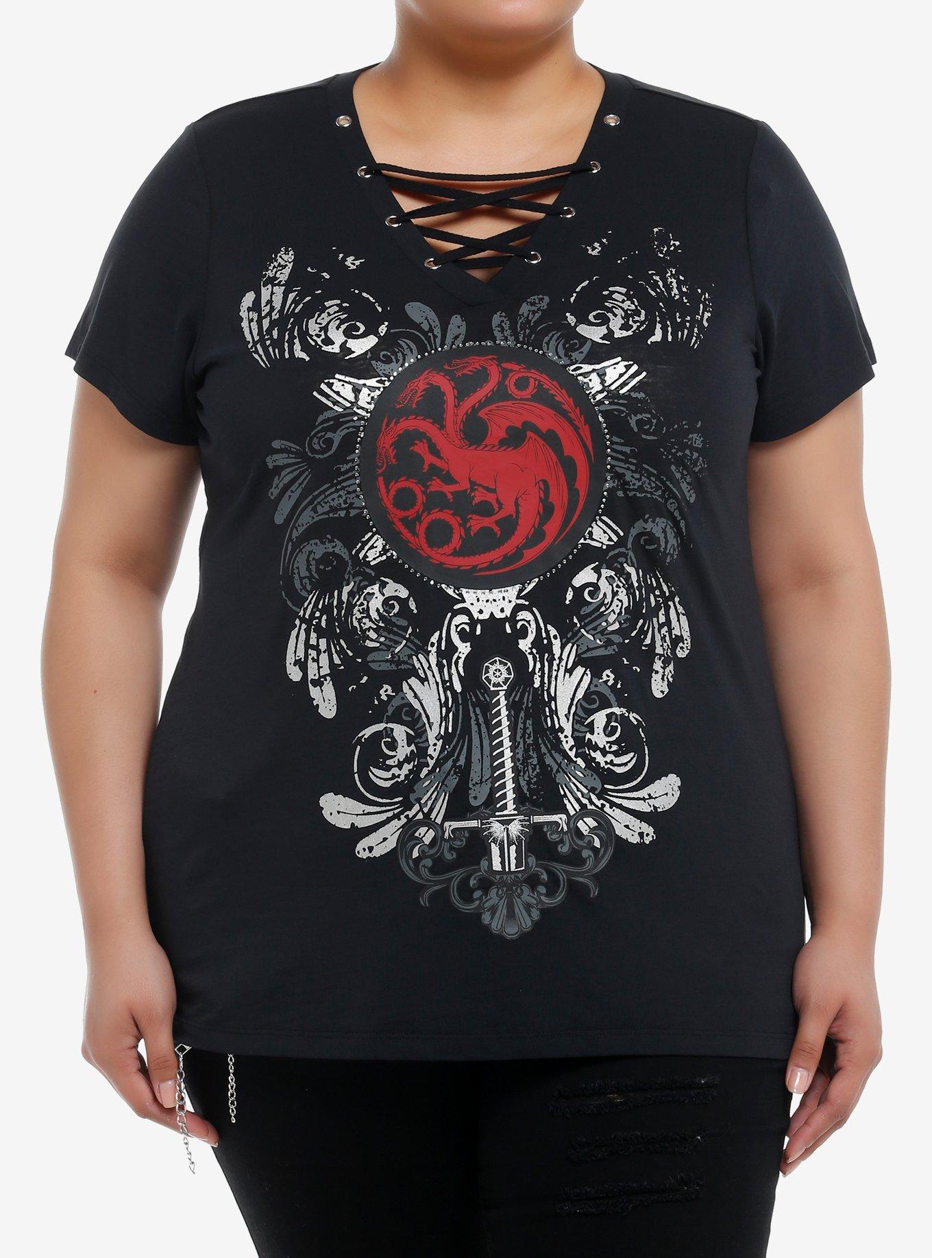 House Of The Dragon Targaryen Grommet Lace-Up Girls Top Plus Size, MULTI, hi-res