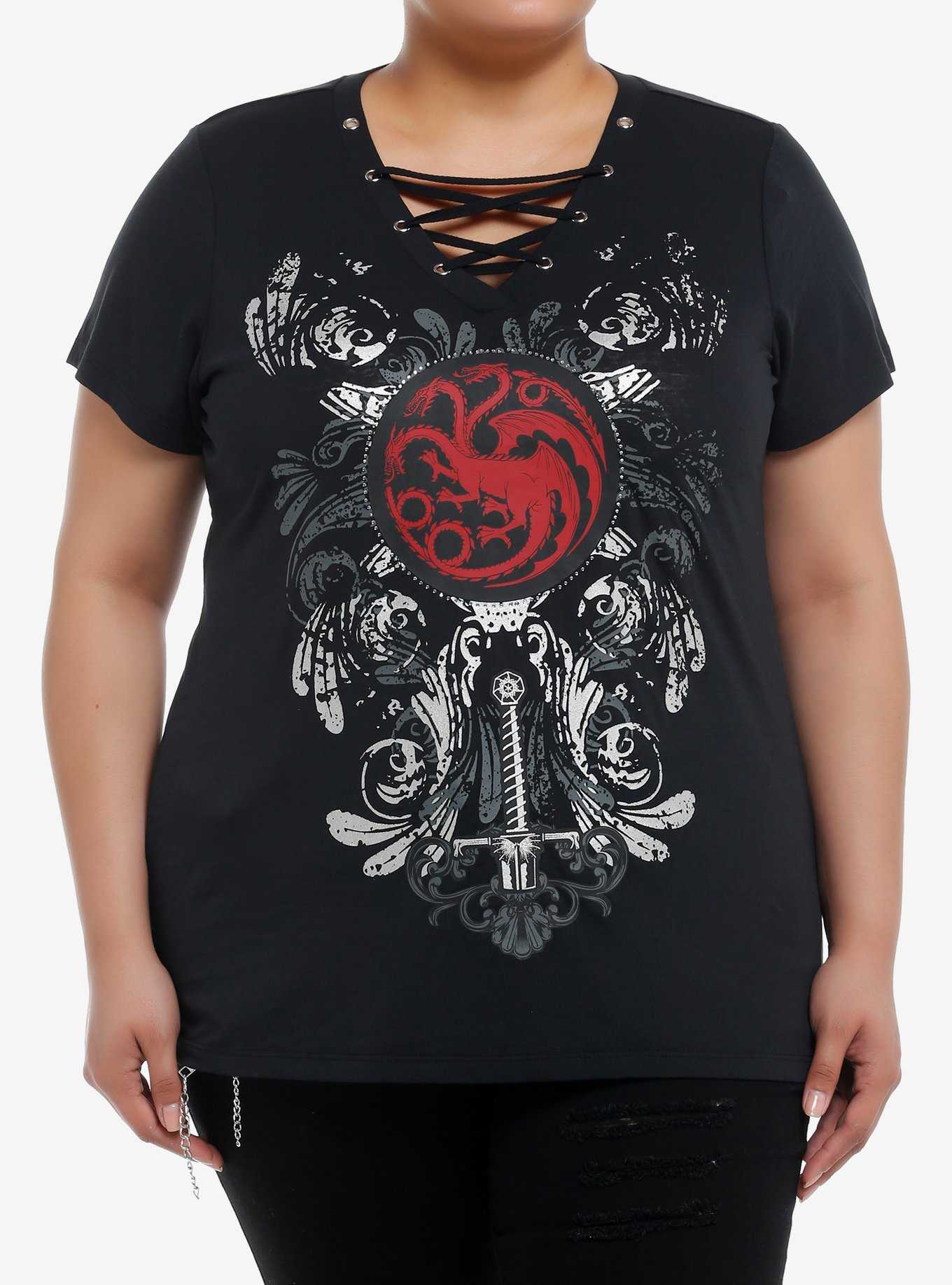 House Of The Dragon Targaryen Grommet Lace-Up Girls Top Plus Size, , hi-res
