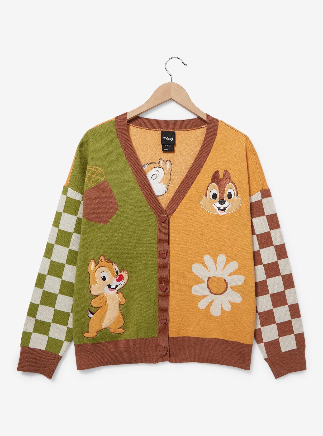 Disney Chip & Dale Acorn Color Block Crop Cardigan Plus Size, MULTI, hi-res