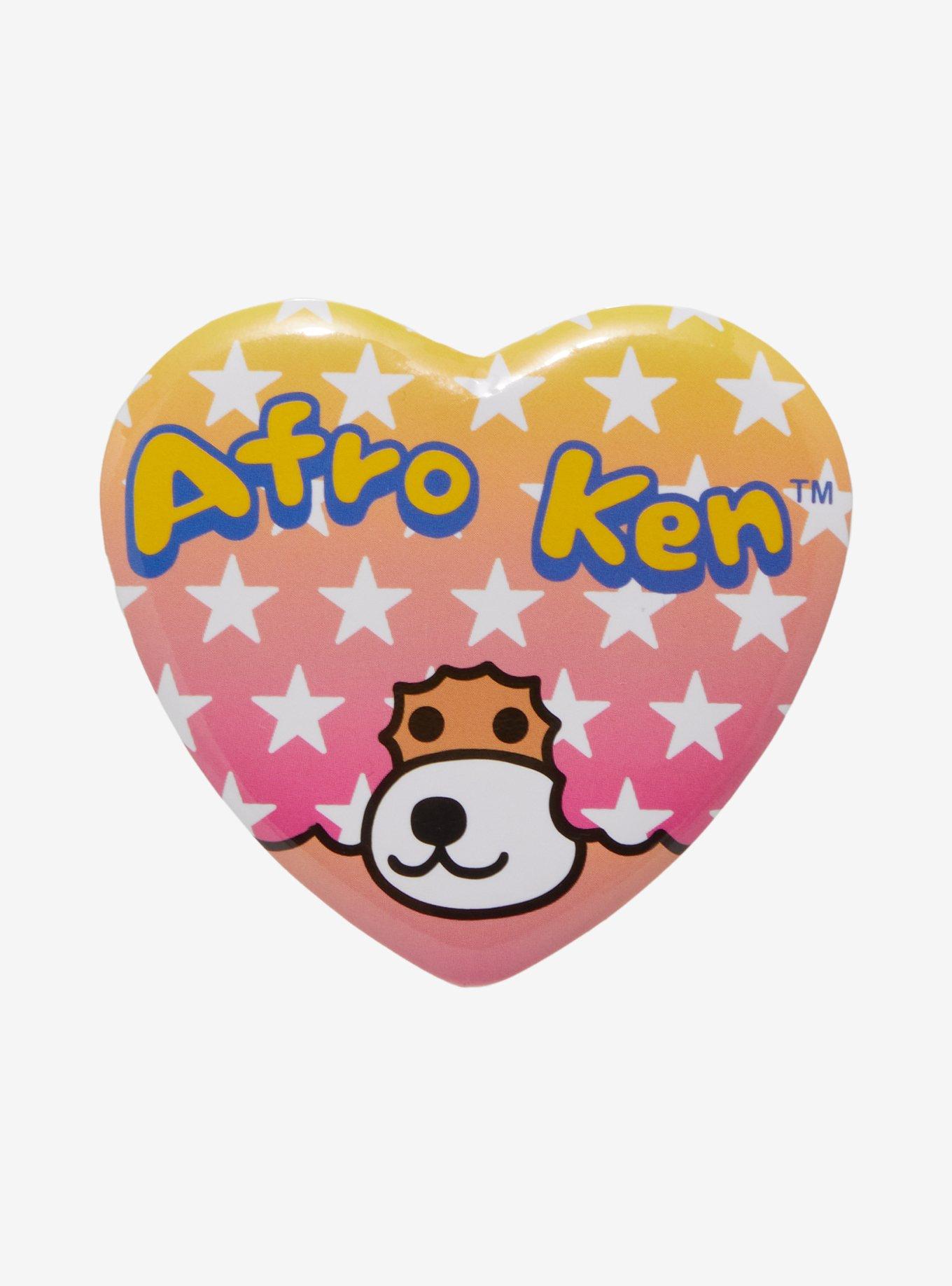 Afro Ken Heart-Shaped 3 Inch Button, , hi-res