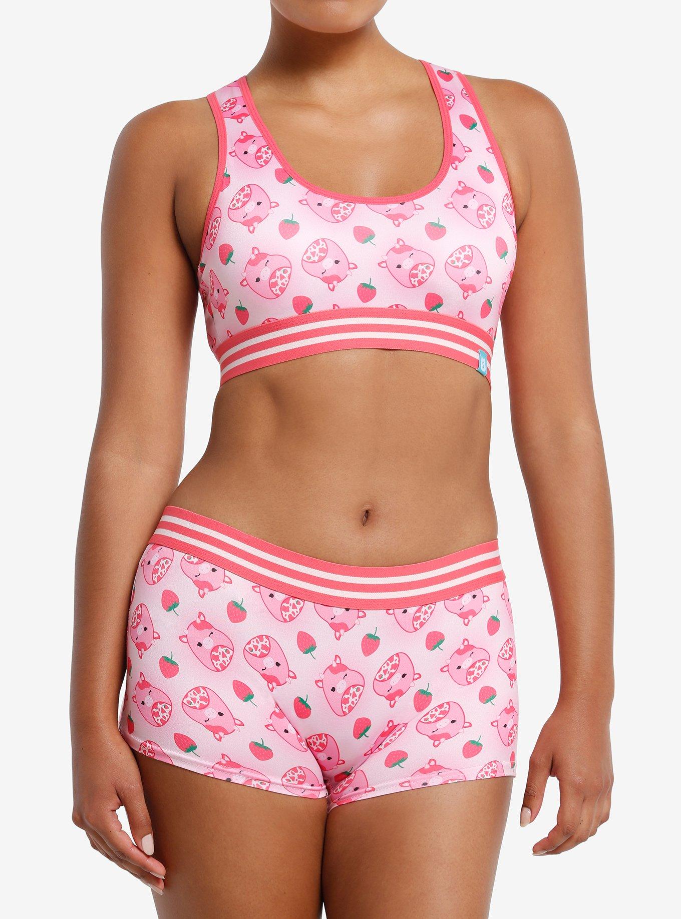 Squishmallows Strawberry Cow Bra & Boyshort Panty Set, , hi-res