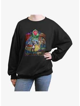 Disney Beauty And The Beast Stained Glass Girls Oversized Sweatshirt, , hi-res
