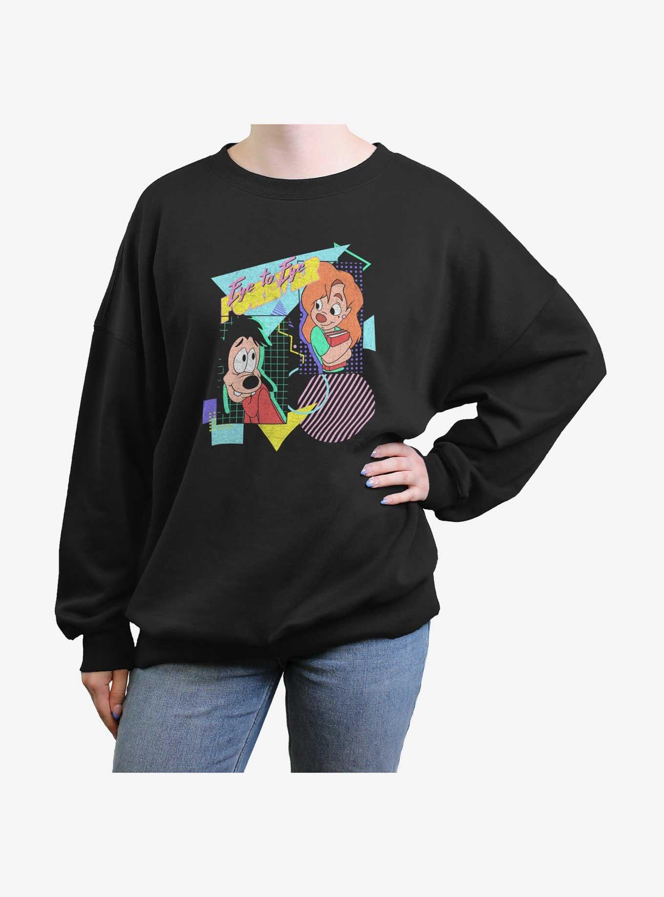 Disney The Goofy Movie Eye To Eye Forever Girls Oversized Sweatshirt, BLACK, hi-res