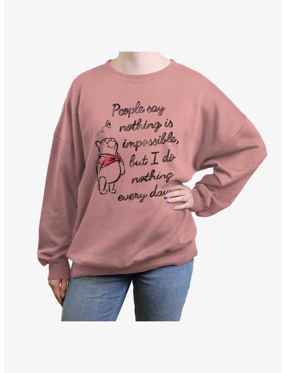 Disney Winnie The Pooh Nothing Is Impossible Womens Oversized Sweatshirt, DESERTPNK, hi-res