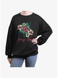 Stranger Things Floral Demogorgon Womens Oversized Sweatshirt, BLACK, hi-res