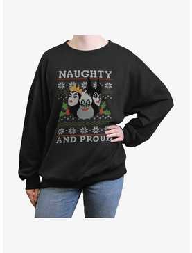 Disney Villains Naughty And Proud Ugly Christmas Womens Oversized Sweatshirt, , hi-res