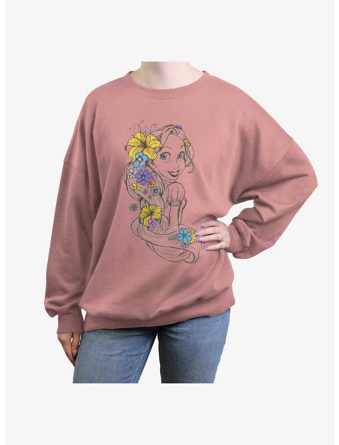 Disney Tangled Rapunzel Sketch Womens Oversized Sweatshirt, DESERTPNK, hi-res