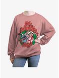 Disney Lilo & Stitch Mele Kalikimaka Womens Oversized Sweatshirt, DESERTPNK, hi-res