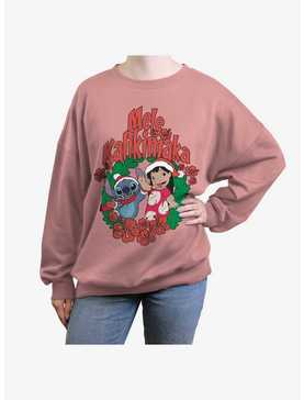 Disney Lilo & Stitch Mele Kalikimaka Womens Oversized Sweatshirt, , hi-res