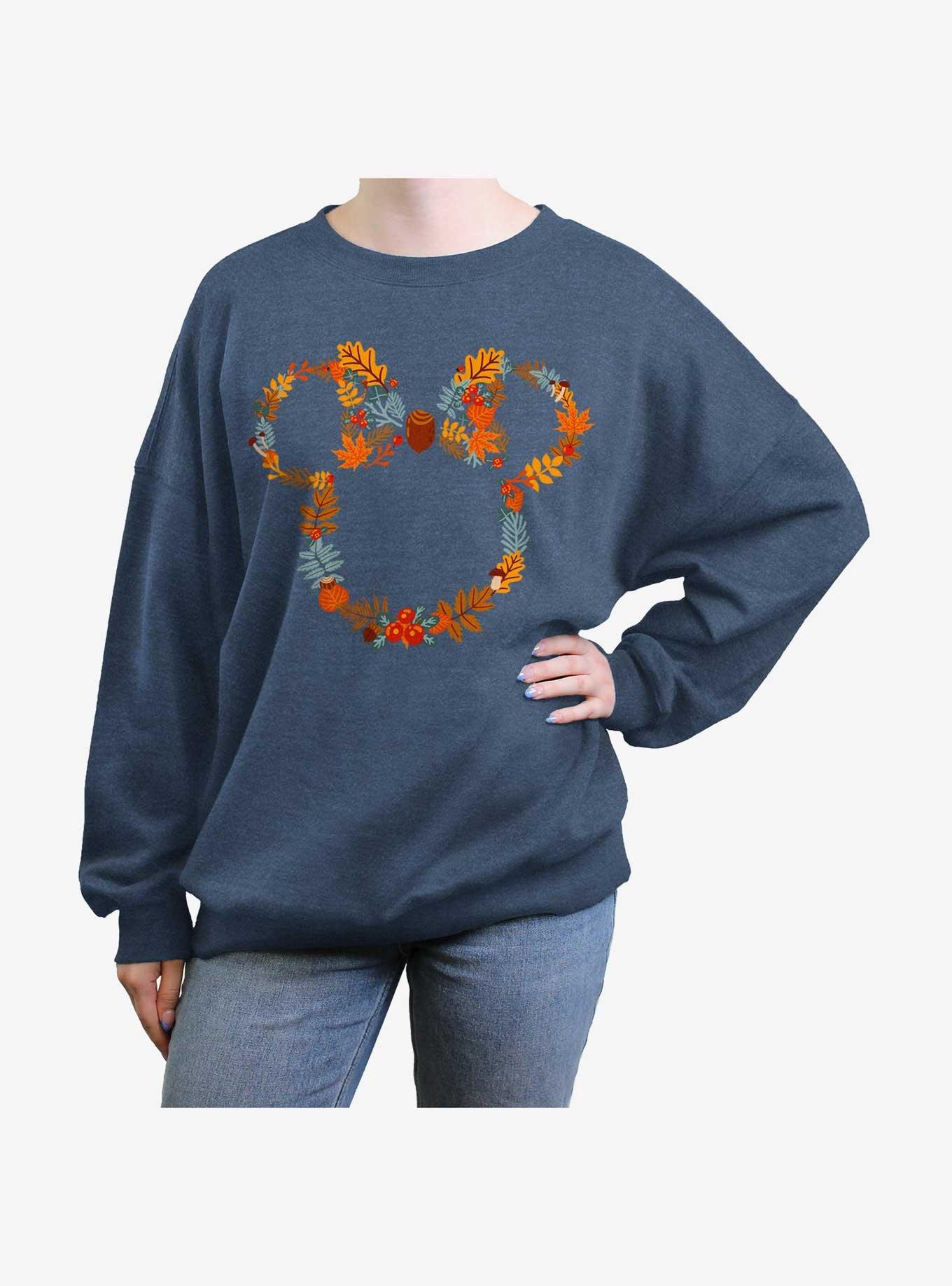 Disney Minnie Mouse Fall Wreath Womens Oversized Sweatshirt, , hi-res