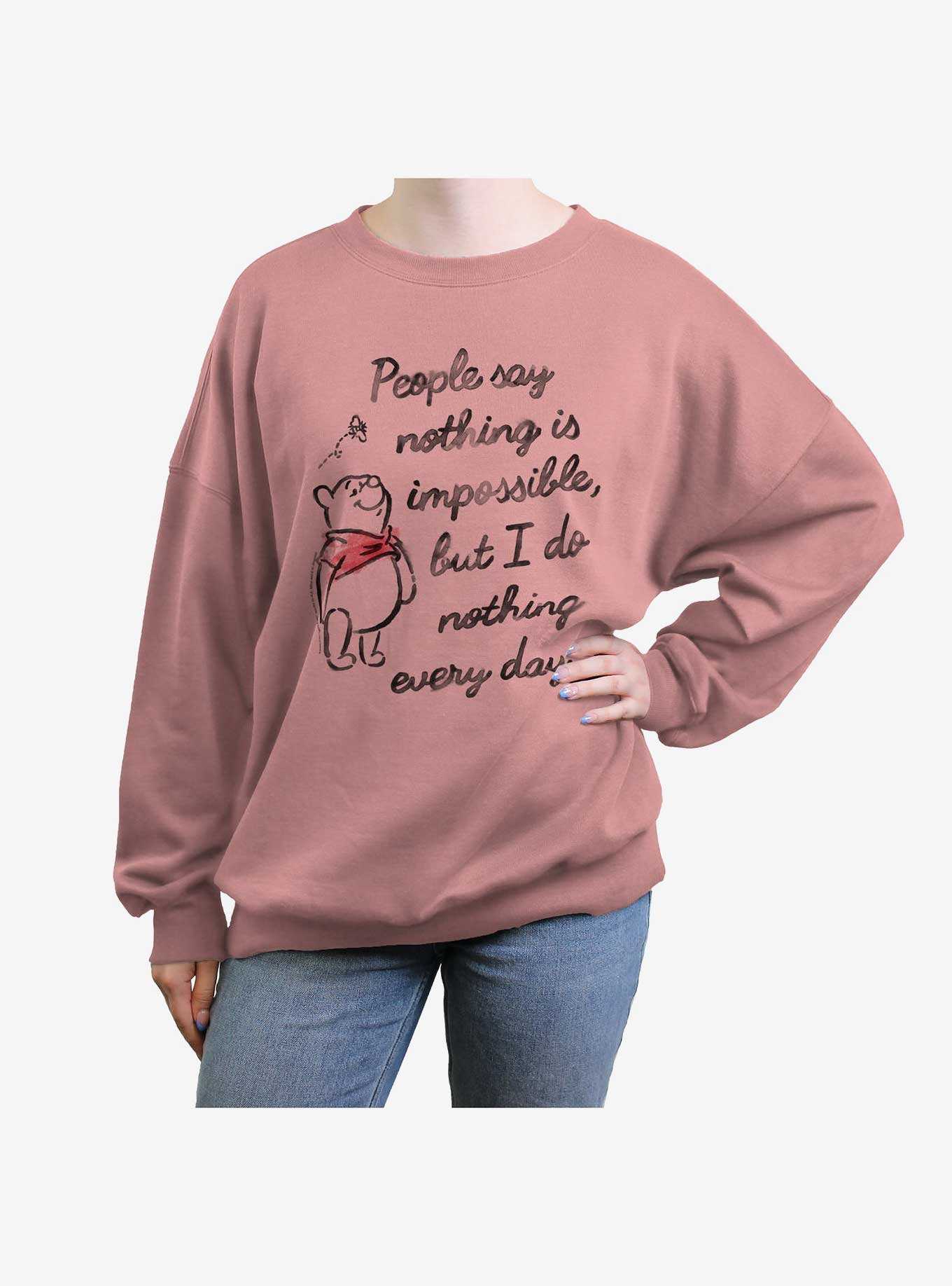 Disney Winnie The Pooh Nothing Is Impossible Womens Oversized Sweatshirt, , hi-res