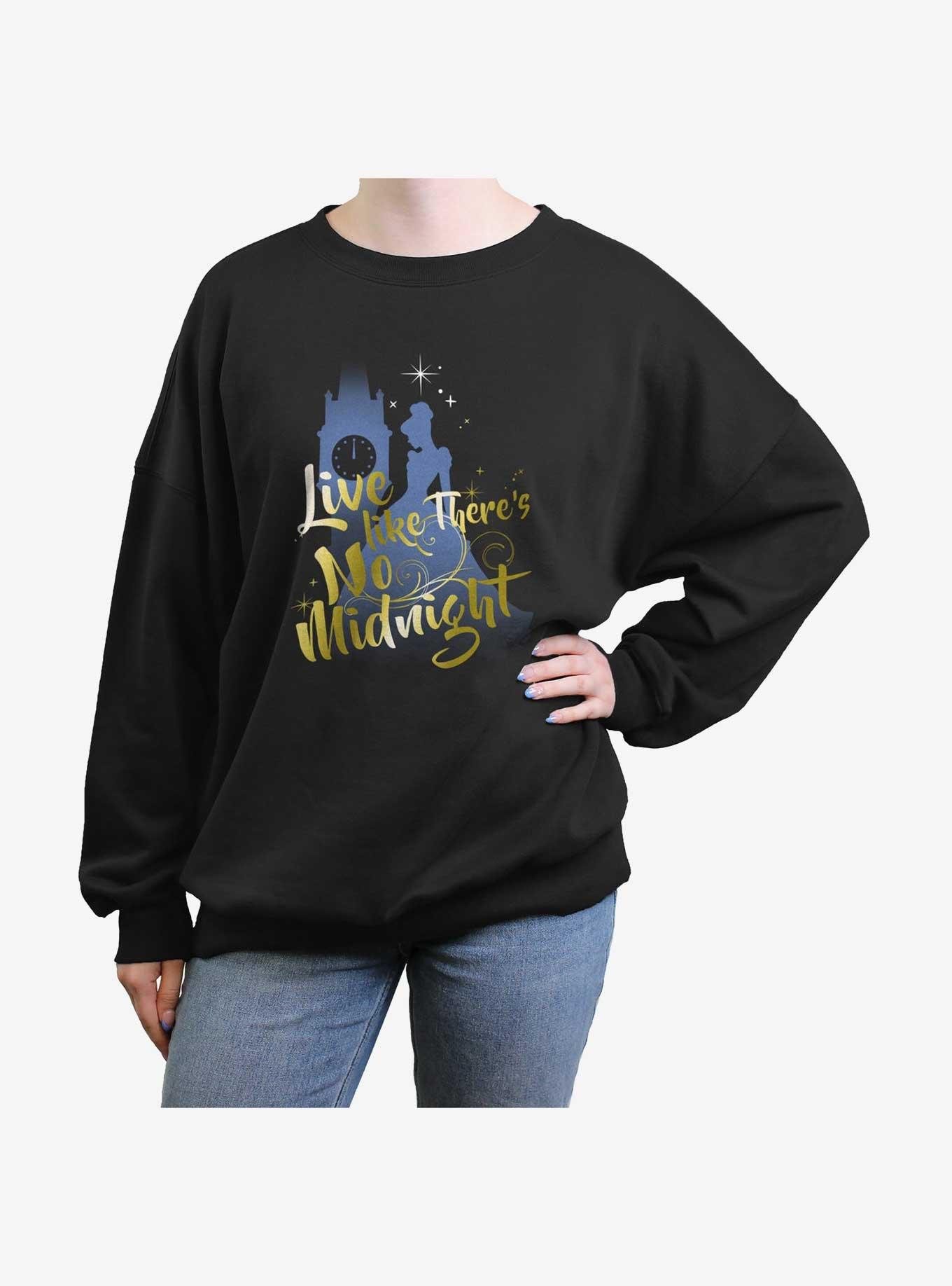 Disney Cinderella Live Like No Midnight Womens Oversized Sweatshirt, BLACK, hi-res