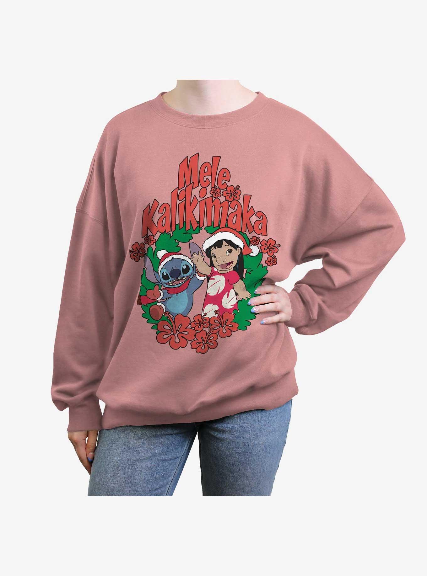 Disney Lilo & Stitch Mele Kalikimaka Womens Oversized Sweatshirt, , hi-res