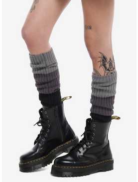 Black & Grey Stripe Ombre Slouchy Knee-High Socks, , hi-res